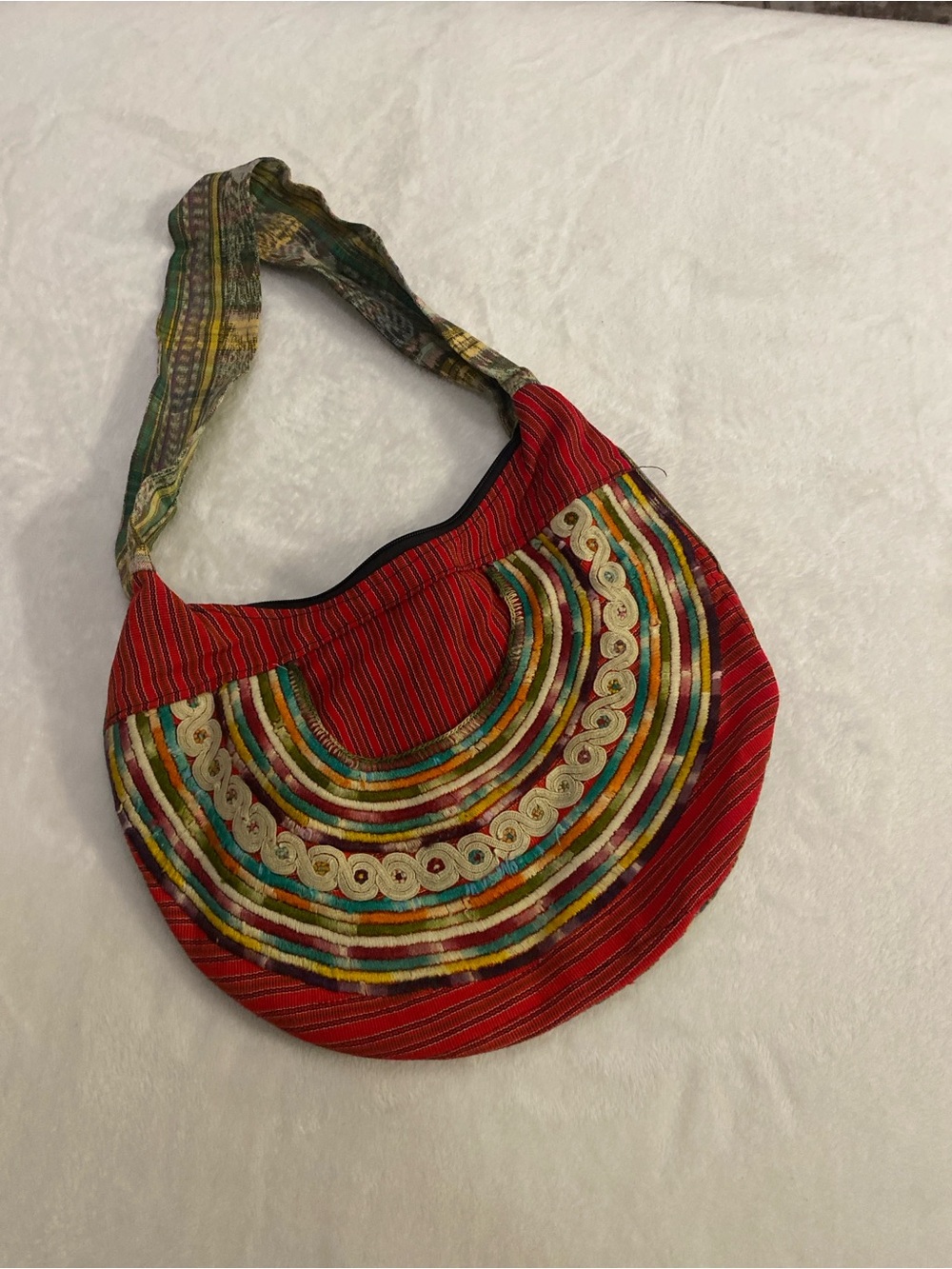 Handcrafted Red Boho Embroidered Shoulder Bag